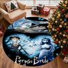 Corpse Bride Pattern Round Rug, Indoor/Outdoor Mat, for Picnic, Gameroom, Bedroom, Office, Living Room, Home Decor Carpet, Birthday Gift