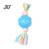 Interactive Pet Training Tool Dog Tug Toy, Rubber Ball Chew Toy with Fabric Strips, Macaron Color Puppy Toys Teeth Cleaning for Small Dogs Dental