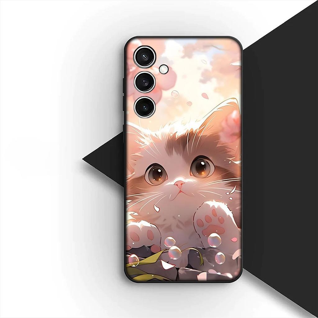 Soft Cover for Samsung Galaxy S20 S22 S21 FE Ultra Plus A07 A17 A15 A16 A25 A57 A37 Casing Phone Case Comics Cat Meow Lovely