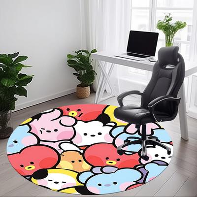 1 шт. Круглый коврик BT21 для офиса, Нескользящий, Мягкий и прочный офисный коврик для декора интерьера, Идеально подходит для офиса, Красивое украшение