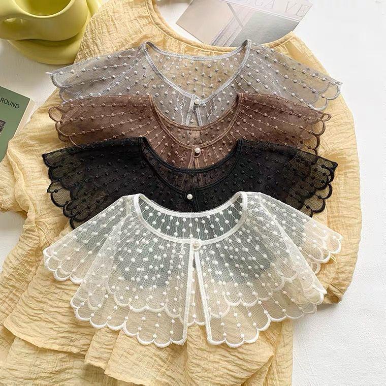 Shawl Decorative Large Collar Lace Cape Hollow Lace Fake Collar Versatile Decorative Silk Scarf Collar Shawl Neck Protection