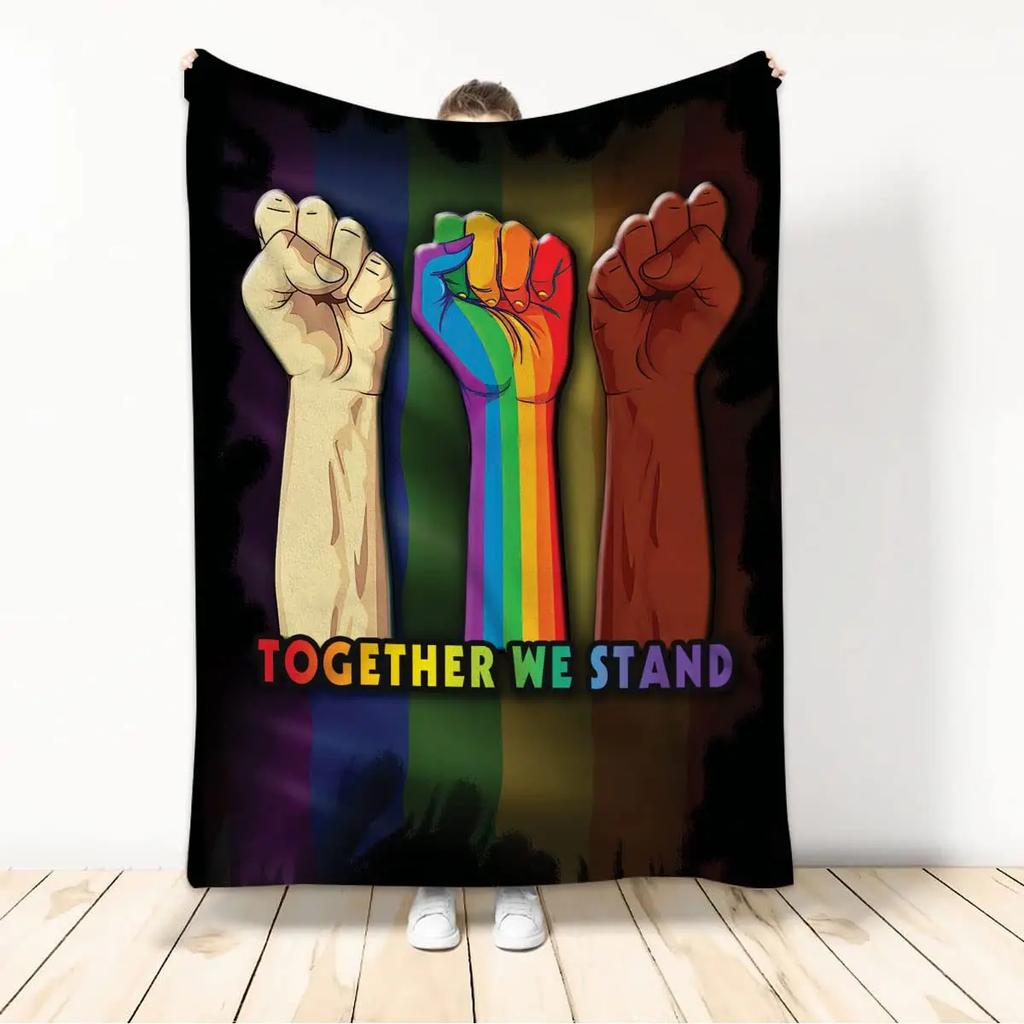 Throw Blankets LGBT Gay Pride Lesbian Rainbow Flannel Blanket for Couch Sofa Blankets Large Bedding Gifts for Christmas New Year