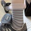 Korean Contrasting Striped Socks Medium Tube Socks Tide Internet Celebrity Stacking Socks Literary Retro Pure Cotton Stockings