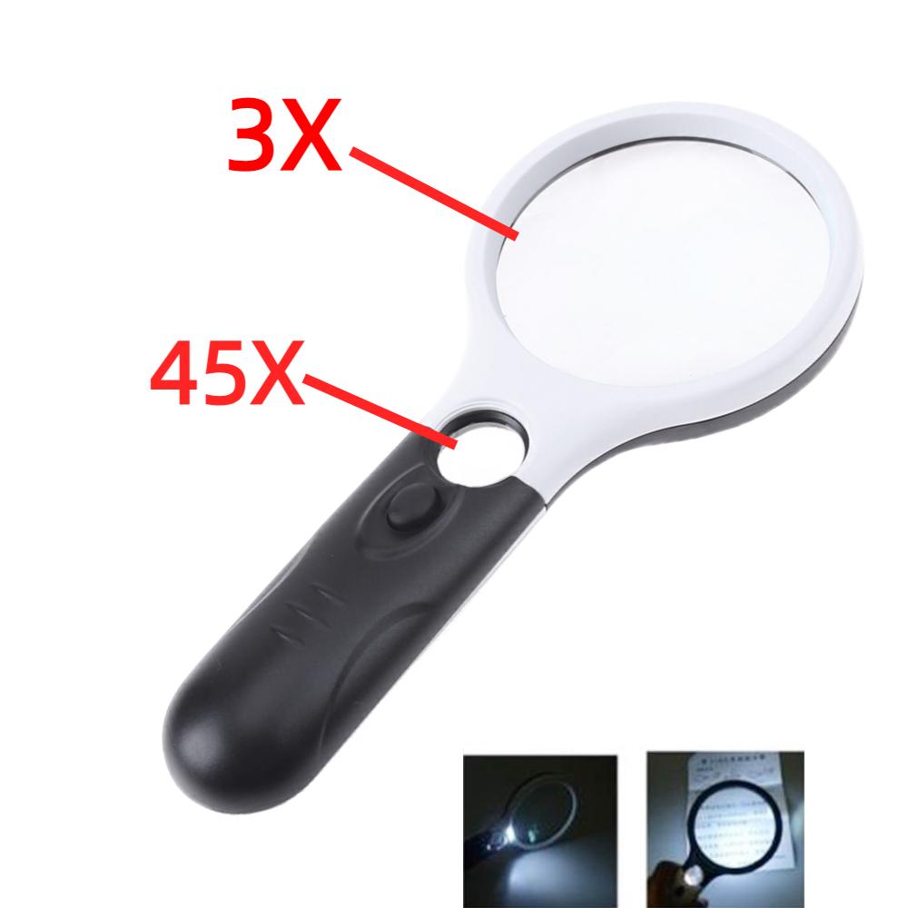 30X Magnifier Handheld LED Glasses with Illumination Microscope Magnifying Glass Lens Reading Jewelry Glass Repair Tool