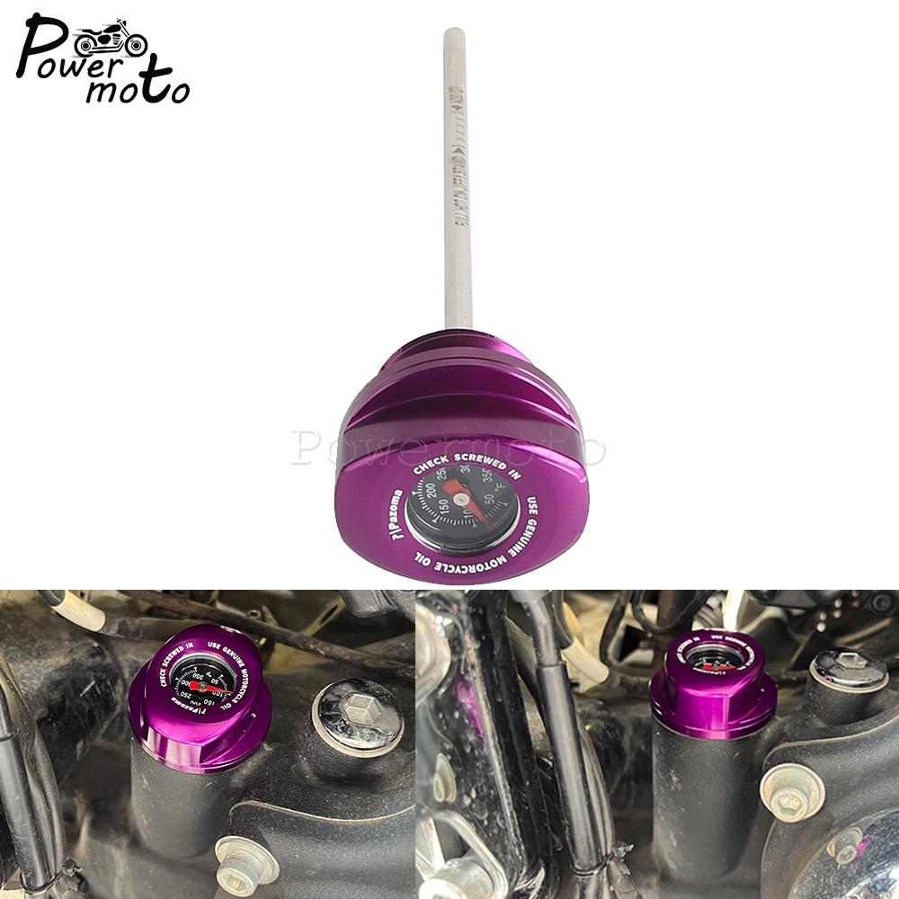 Motorcycle Engine Oil Dipstick W/ Plug Oil Temperature Gauges For Harley Touring Electra Glide FLH FLHFB FLHT P K KL CU 2017-24