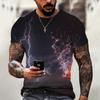 Summer Men's Top Oversized T-Shirt Casual Lightning Cool 3d Digital Print T Shirts for Male Short Sleeve Tee