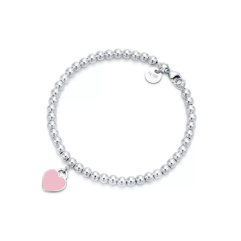 TIFFANY &CO TIFFANY &CO Серия Return to ™ Бусина в форме сердца Тип Браслет с бусинами Серебро 925 Проба Эмаль Женский Розовый GRP06688-Pink Очень маленький