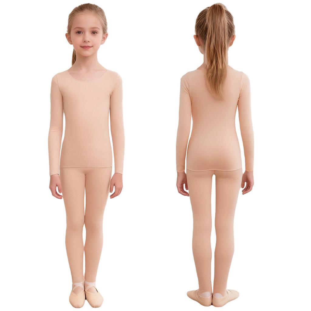 Versatile Kids Thermal Base Layer Set Round Neck Top & Elastic Waist Leggings – Ideal for Dance, Skating & Cold Weather