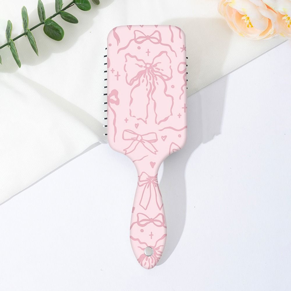 Bowknot Cherry Pattern Air Cushion Hair Brush Portable Detangling Brush for Women & Girls