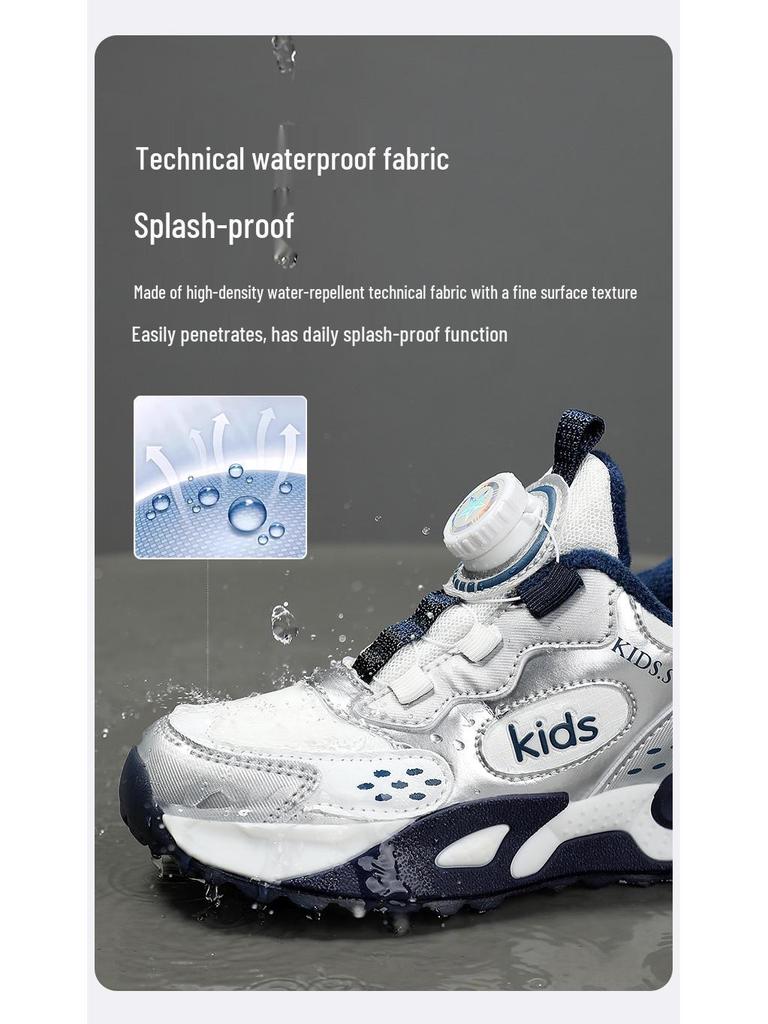 2025 Kids' Waterproof Fleece-Lined Running Shoes: Lightweight, Warm Cotton, Leather Surface for Boys & Girls