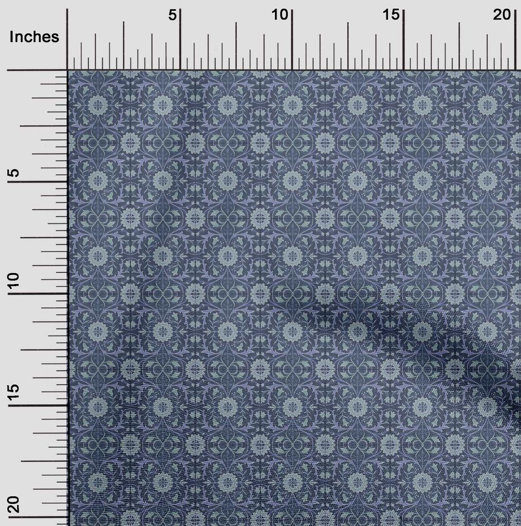 oneOone Cotton Poplin Blue Fabric Damask Sewing Fabric By The Yard Printed Diy Clothing Sewing Supplies 42 Inch