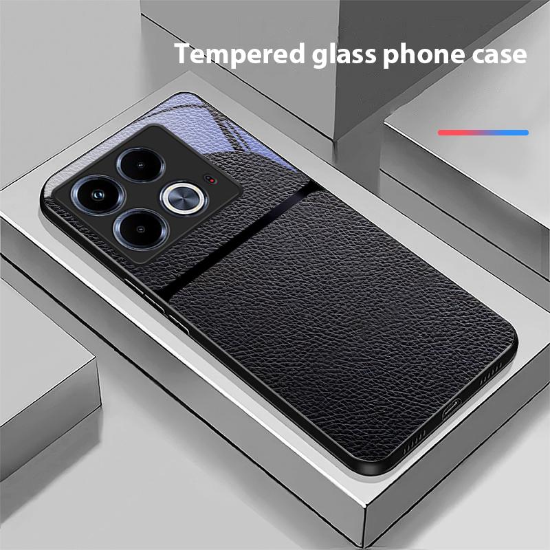 Красный кожаный узор для Infinix Note 40 4G 30i 12 G96 Smart 8 Hot 9 Play 10 11S 12 20i 50 Pro Plus 5G Чехол для телефона из закаленного стекла