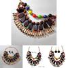 Unique Irregular Wooden Bead Necklace And Earrings Set With Sparkling Rhinestones For Summer Outfits