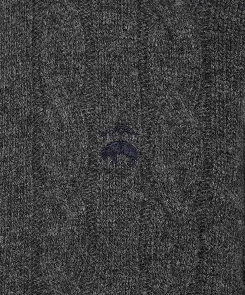 Brooks Brothers Windproof Wool Cable Zip-Up Sweater (Charcoal) (Bbwcmbf406)