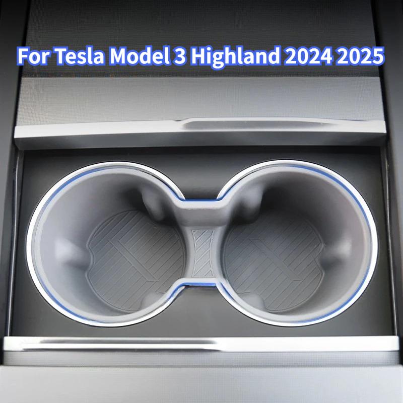 For Tesla New Model 3+ Highland 2024 2025 Water Cup Holder Central Control Cup Slot Silicone Cup Holder Limiter Car Accessories