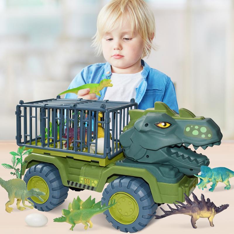 Children Dinosaur Transport Car Toy Oversized Inertial Cars Carrier Truck Toy Pull Back Vehicle With Dinosaur Gift For Kids Boy