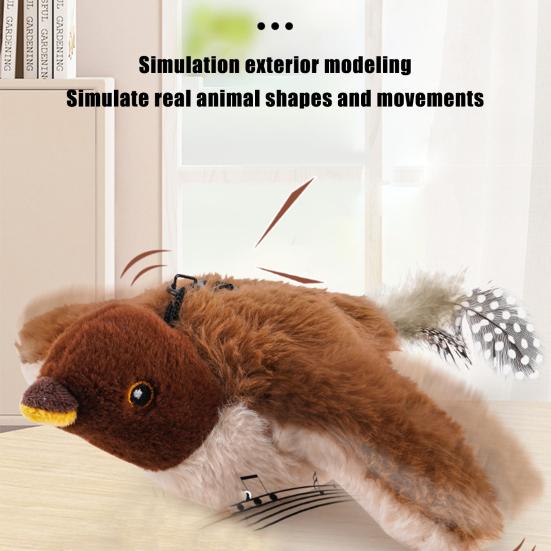 Игрушка для кошек USB перезаряжаемая электрическая имитация птицы с кошачьей мятой плюшевая летающая птица с реалистичным щебетанием для упражнений для котят
