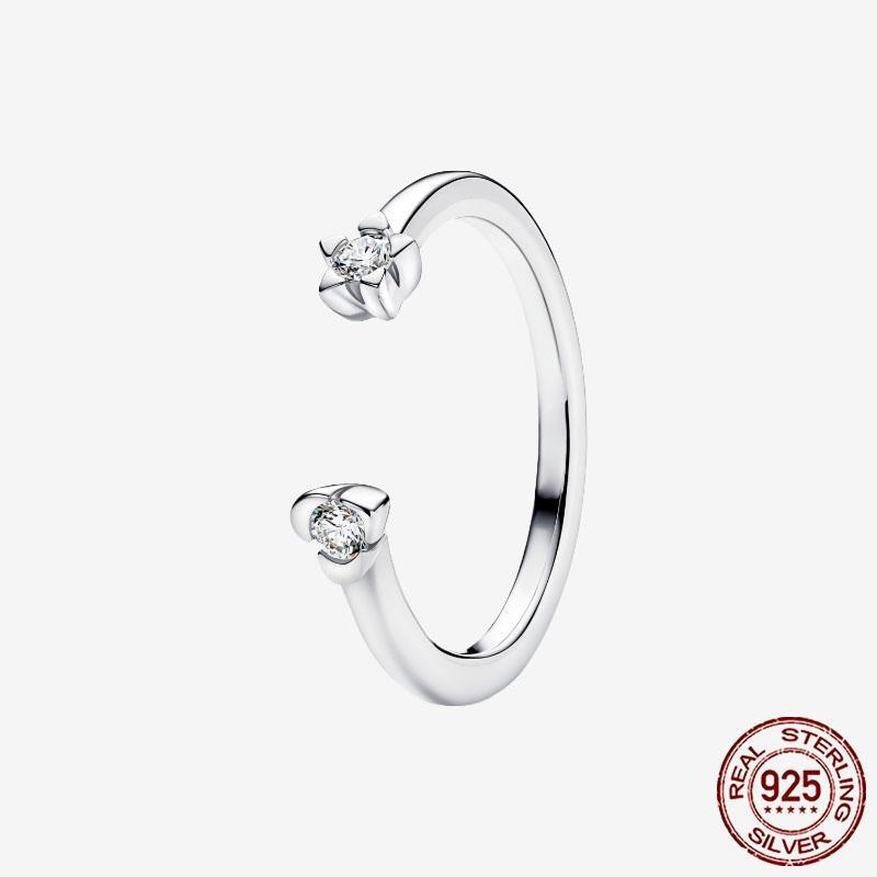 925 Sterling Silver Open Ring Style Paved Heart Butterfly Flower Colorful Gemstone Ring For Women Daily Wear Jewelry Gift 2026