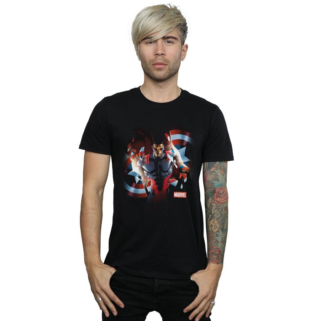 Marvel Mens Captain America Sam Wilson Shield Breakthrough T-Shirt