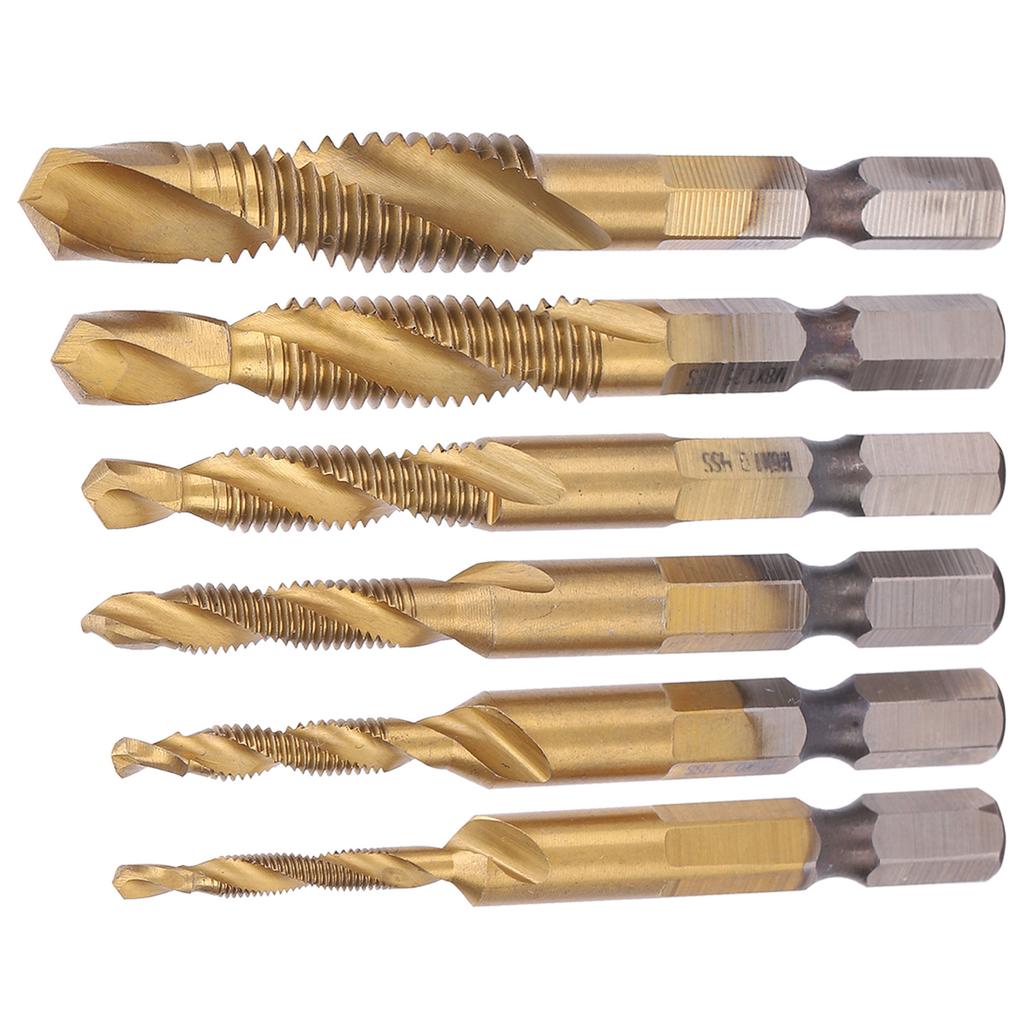 6pcs Screw Tap Drill Bits Kit 6542 High Speed Steel M10 M8 M6 M5 M4 M3 Tapping ToolsLong Type