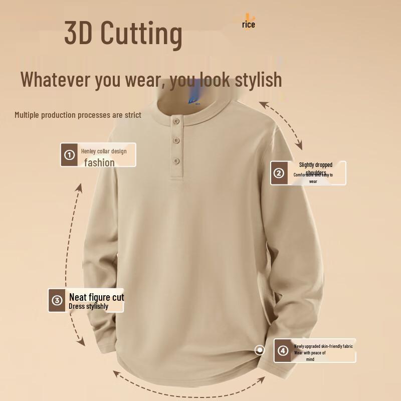 Warrior Men's Casual Long Sleeve Henry Collar T-Shirt