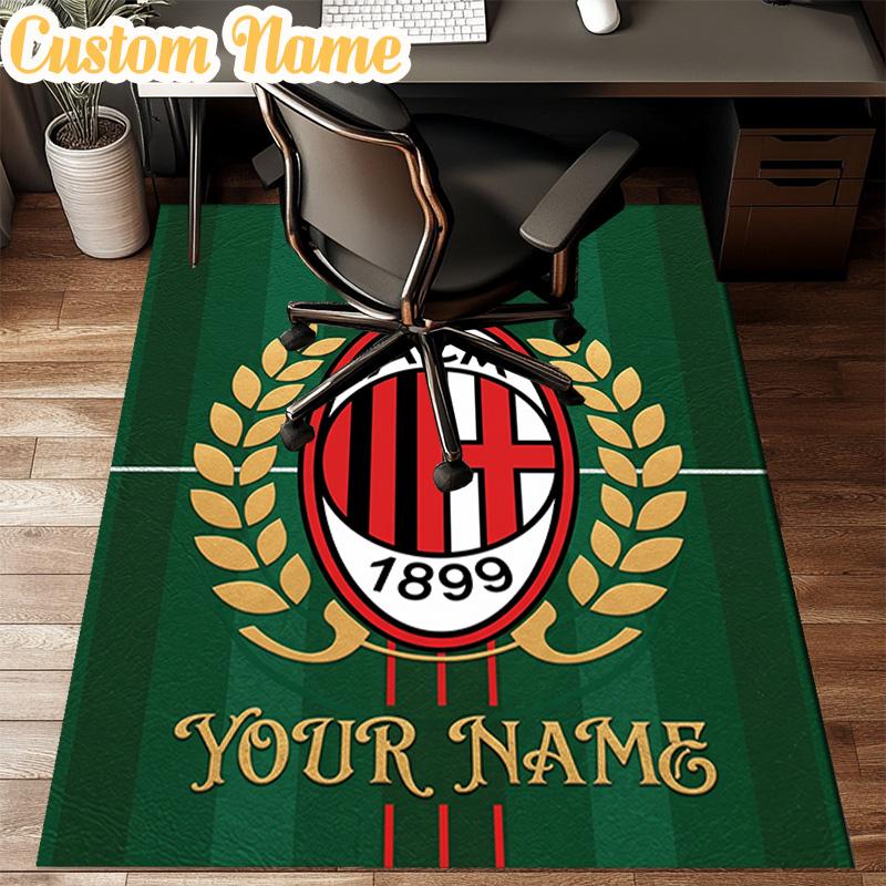 Custom Name Ac Milan Crest Celebration Rug Office Rug Chair Mat Non Slip Carpet Rugs for Bedrooms Dining Room Living Room Home Decor gifts