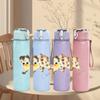 1PC Leopard spot animal minimal print 750ml colorful plastic sports water bottle leakproof pop up lid with straw for outdoor work home use