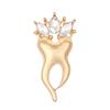 Delicate Teeth Brooch Diamond Inlay Crown Teeth Ornament Metal Badge Cute Pin