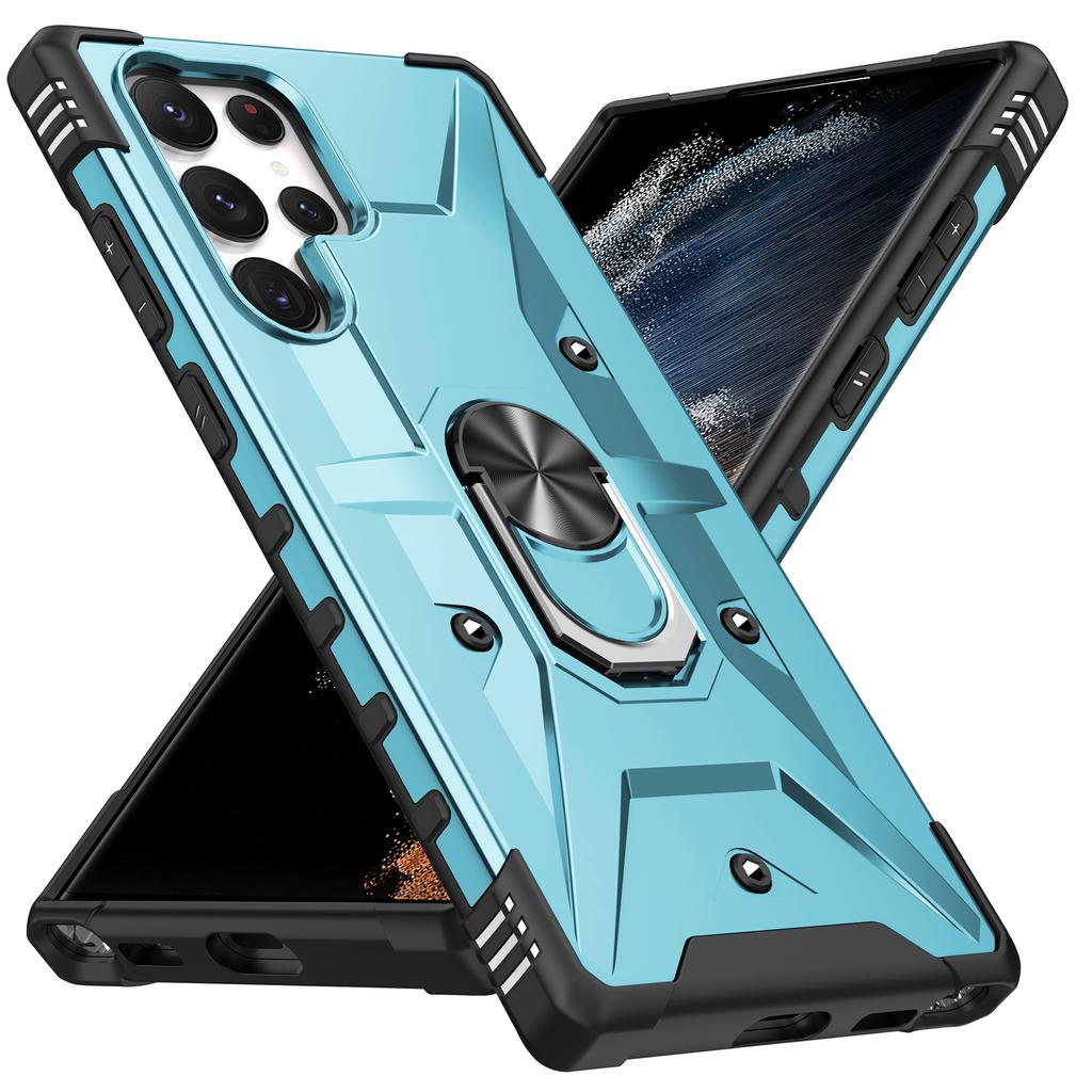 Для Samsung Galaxy S24 Ultra Чехол PC+ TPU Гибридная Накладка для Телефона с Кольцом-Держателем Подставка