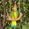 Resin Parrot Swing Figurine Outdoor Hanging Animal Sculpture Tropical Bird Swing Statue for Patio