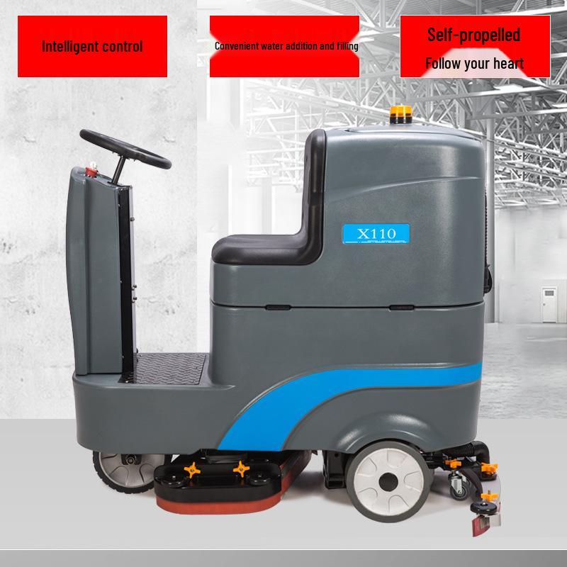 Electric Ride-On Floor Scrubber: Industrial, Commercial Workshop Sweeper, Vacuum & Mop Combo