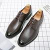 New Tend Men's Black Grey Brown Pointed Patent Leather Derby Shoes Male Wedding Dress Prom Formal Footwear Zapatos Hombre