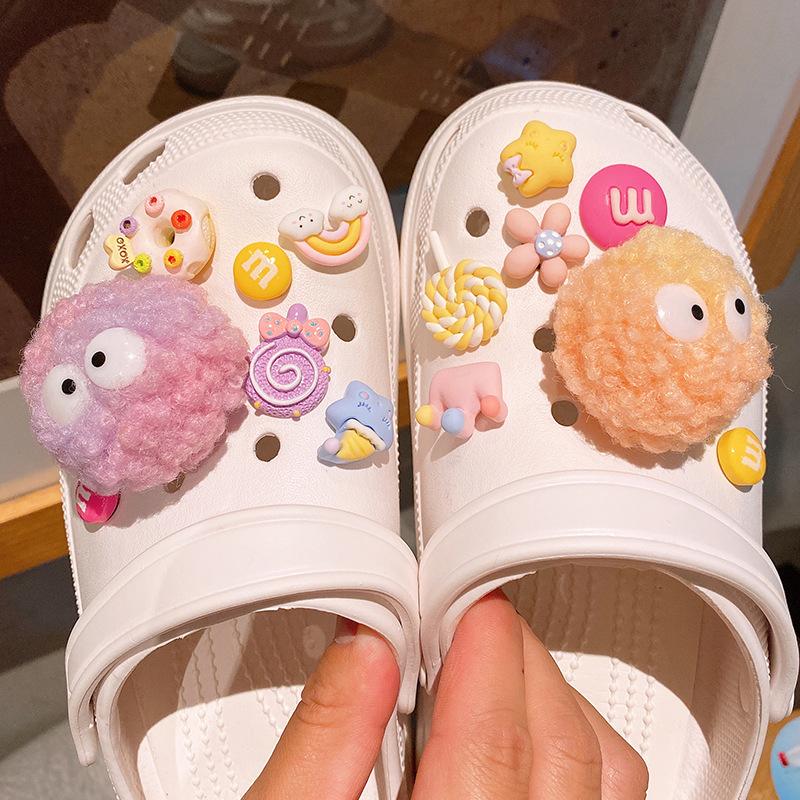 DIY Candy Color Plush Ball Shoes Charms for Croc Furry Ball Cute Croc Charms Designer Lovely Croc Accessories All-match Hot Sale