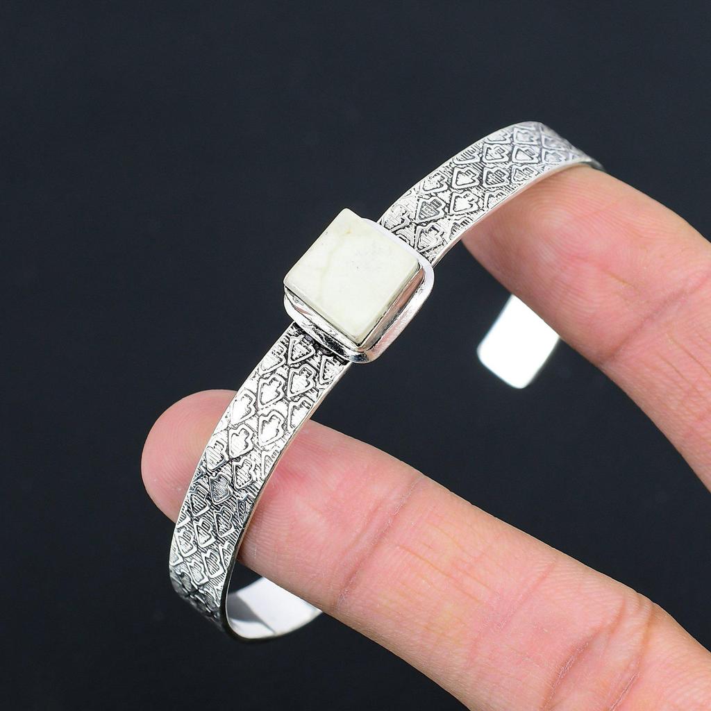 Распродажа ко Дню сестер Браслет-бенгл из стерлингового серебра с квадратным драгоценным камнем Малигано Джаспер