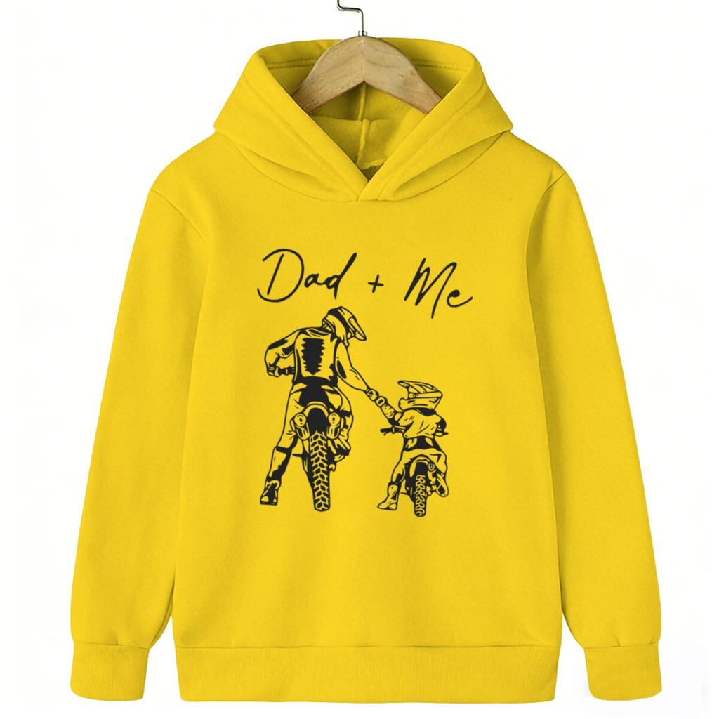Dad + Me Motocross Graphic Hoodies Kids Casual Outdoor Wear Vintage Motocross Sweatshirts Bike Lover Hooded Sweatshirt