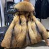 Large Fur Collar Down Jacket Men's Winter Thick Cotton Jacket Regular Hooded Outwear Fur Jacket Parka