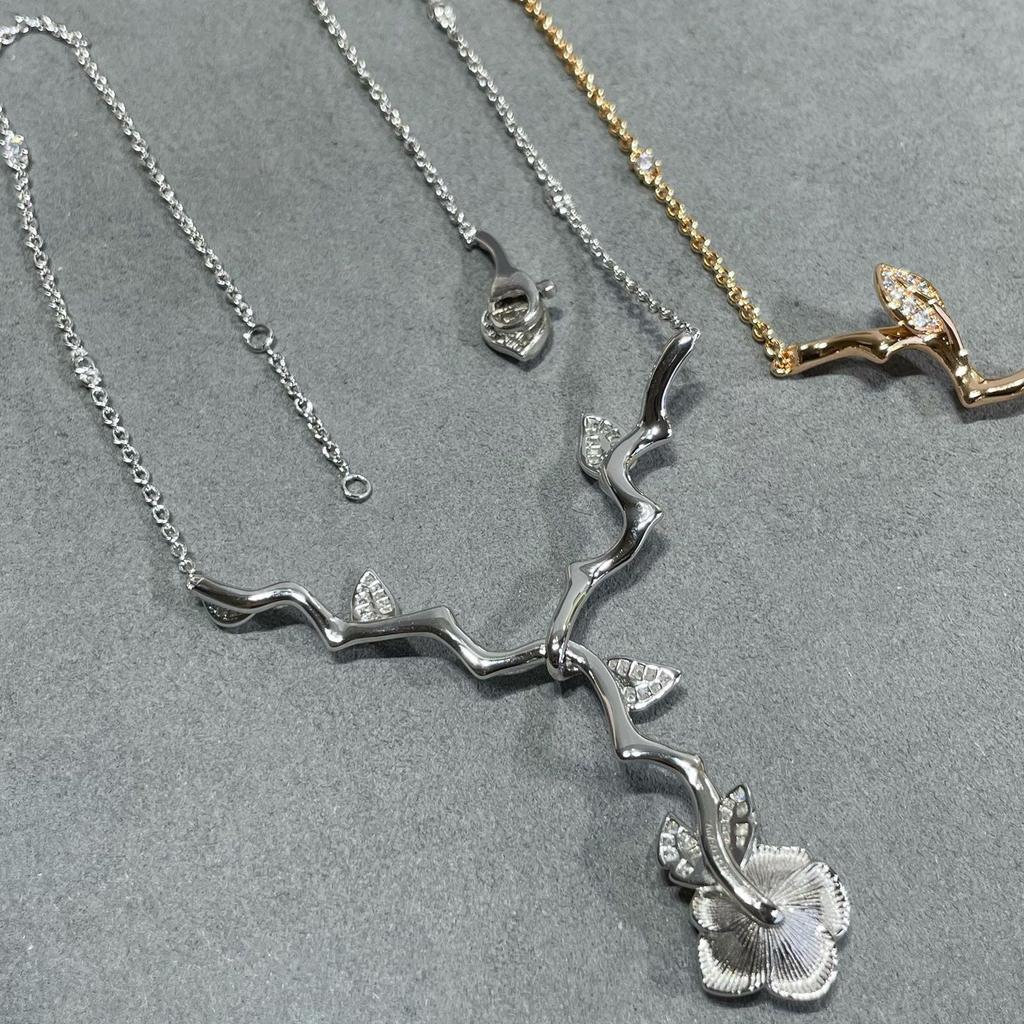 Винтажное колье женское горячего бренда, роскошные украшения для женщин, дизайнерская подвеска, чистое серебро 925 пробы, колье с цветком из розового золота