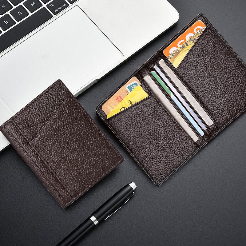 Fashion Super Slim Soft Wallet Genuine Leather Mini Credit Card Walet Purse Men Thin Small Cards Cases Holders Mens Accessories