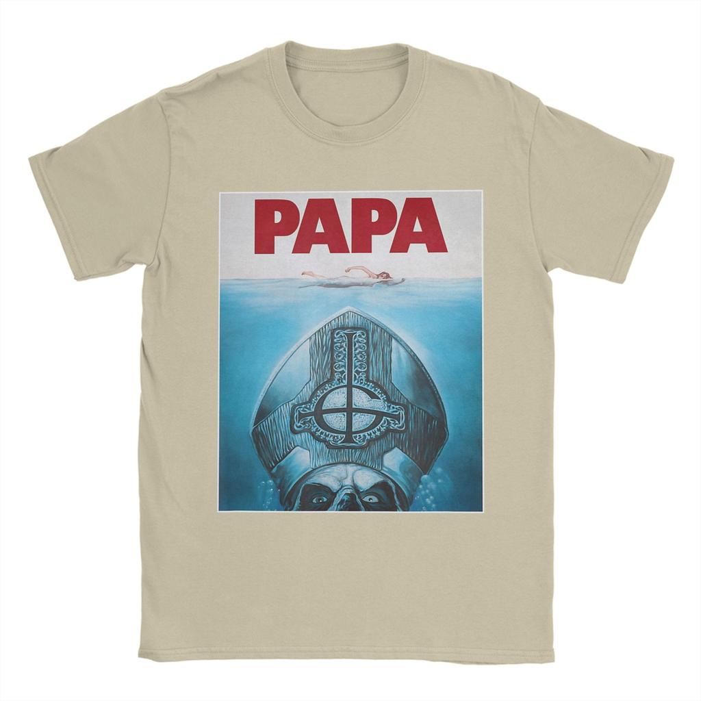 Футболка с плакатом группы Ghost Papa для мужчин Уникальная футболка 100% хлопок С круглым вырезом Короткий рукав Классическая одежда