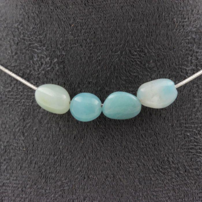 Pierres et Minéraux. Collier 4 perles Amazonite du Brésil. Chaine en acier inoxydable Collier femmes, hommes. Taille personnalisabl
