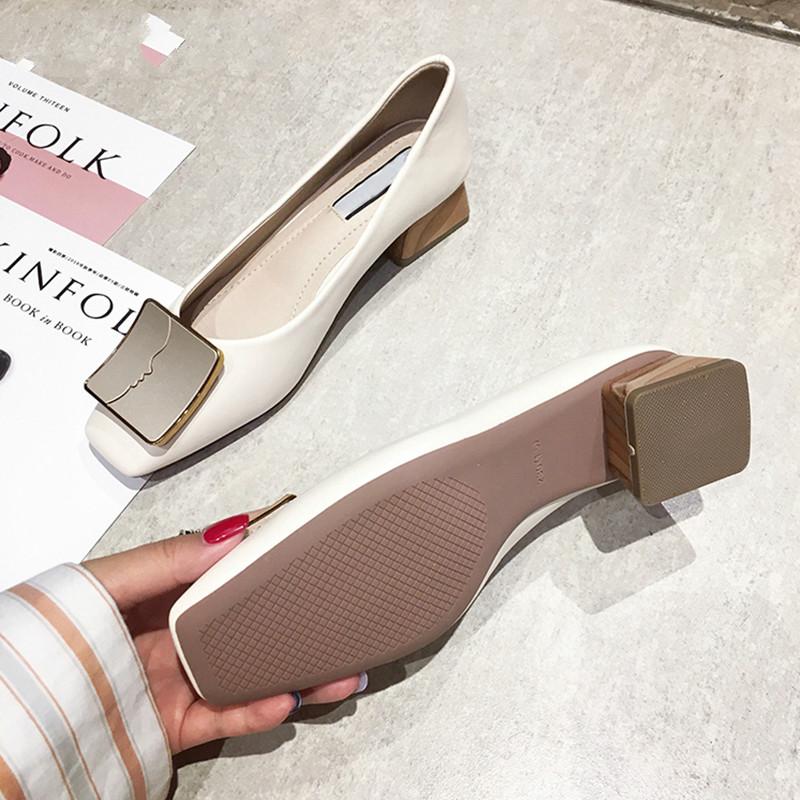 2024 Роскошные женские весенние туфли на плоской подошве с квадратным носком на среднем каблуке, модные металлические туфли-лодочки на низком каблуке, женские туфли на платформе9