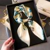 Summer Flower Simple Simulation Silk Printing Scarf 70Cm Square Scarf High Sense Versatile Professional Scarf Silk Scarf