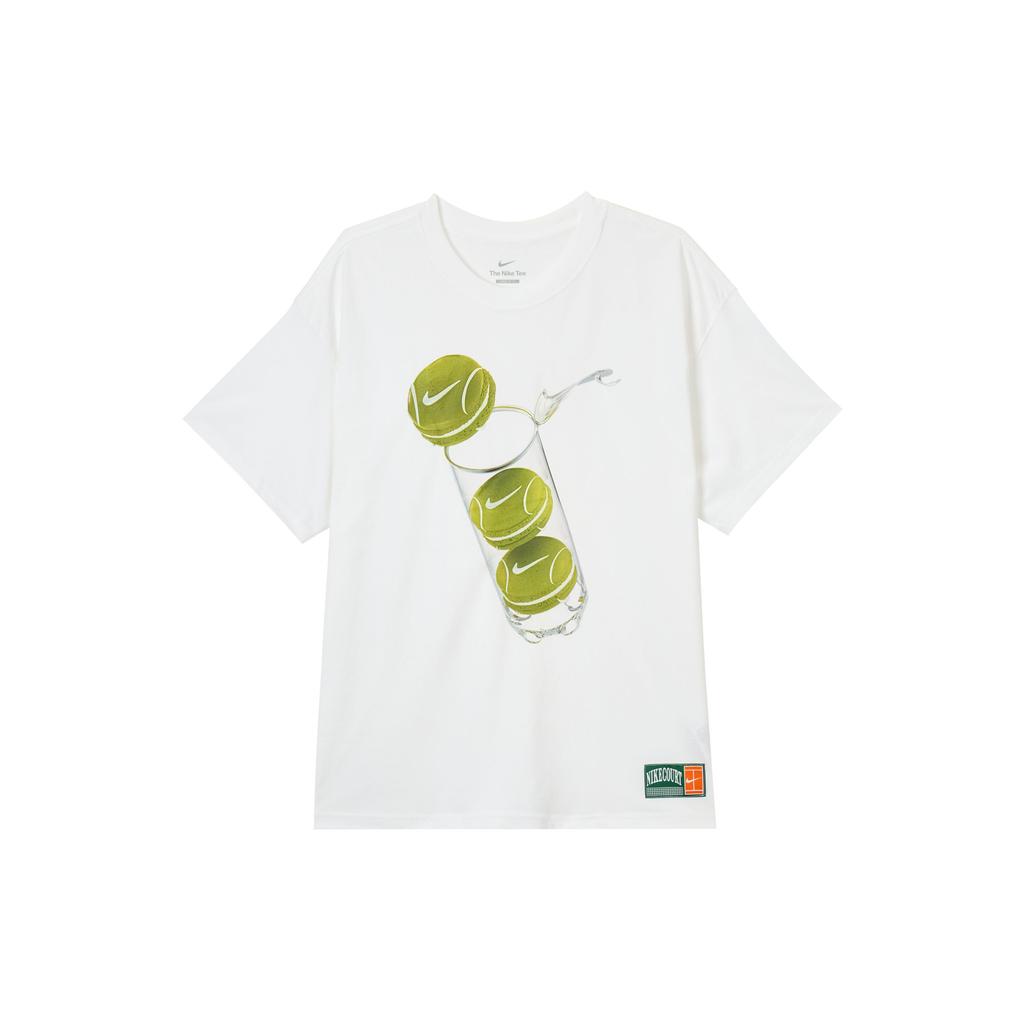 Nike Свободный крой, с круглым вырезом, пуловер, футболка с коротким рукавом и спущенным плечом, мужской топ, белый HJ3469-100