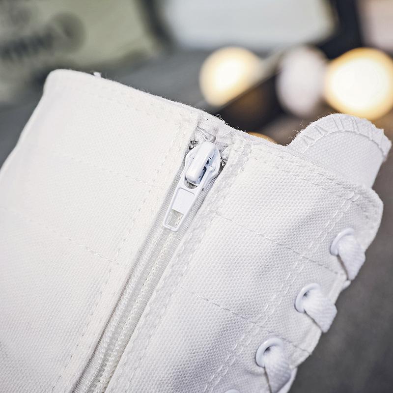 Весенне-осенняя женская обувь. Холщовая повседневная обувь с высоким берцем. Длинные сапоги. Удобные ботинки на плоской подошве на шнуровке и молнии. Кроссовки.