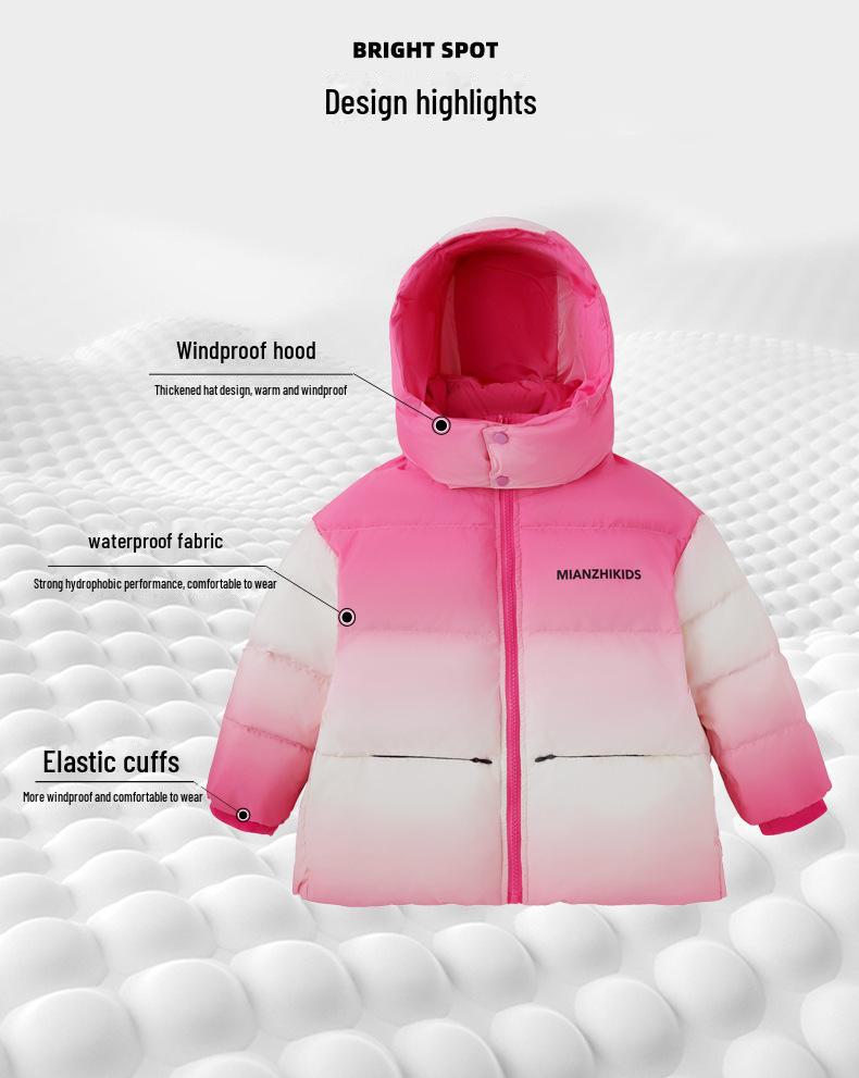 Yoqi Winter Korean Style Gradient Hooded Children's Down Jacket