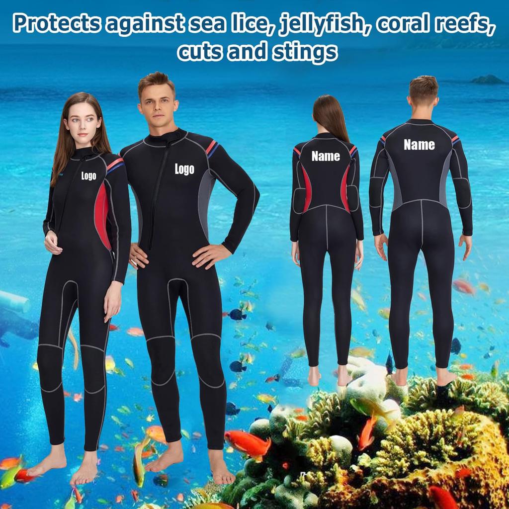 Индивидуальный цельный гидрокостюм 3 мм для пар, мужской и женский, с длинными рукавами, полный костюм для дайвинга, теплый костюм от солнца и медуз для серфинга и плавания