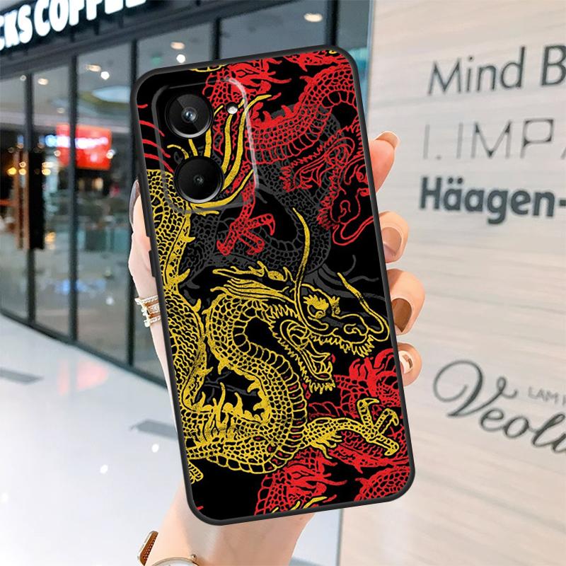 Японский чехол DRAGON TATTOO для Realme 15 Pro 14 13 11 12 Pro Plus GT7 GT6 C55 C51 C53 C35 C33 C61 C65 C67 C71 C75
