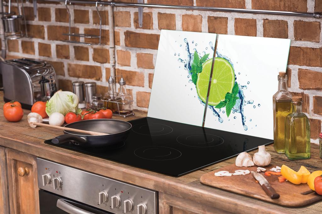 SZKLANA PŁYTA OCHRONNA NA KUCHENKĘ 90x52 LIMONKA