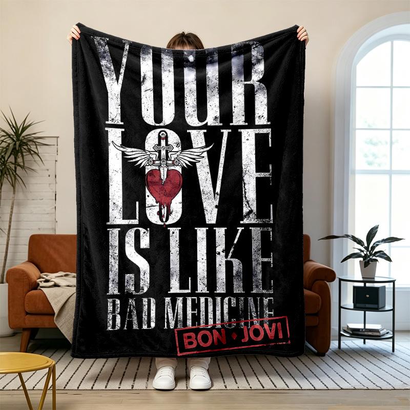 Bon Jovi Soft and comfortable flannel Suitable for sofas living rooms outdoor camping travel and also makes a great anniversary gift