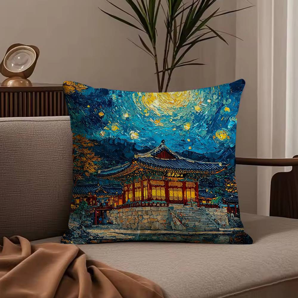 ART Корея Храм Фогуо Наволочка Противопылевой клещ Наволочка Невидимая молния Шелковистый короткий плюш Чехол для подушки дивана